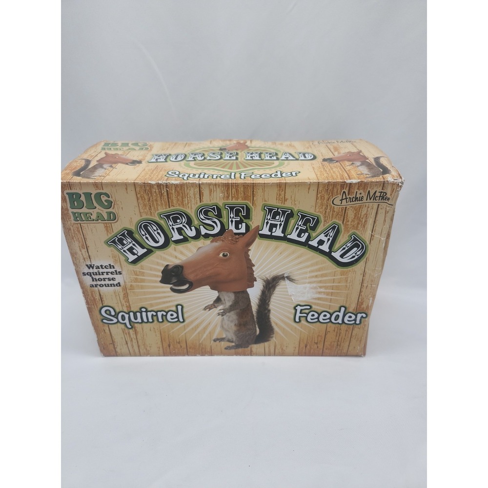 Big Head Horse Head Squirrel Feeder Plastic Brown Hanging